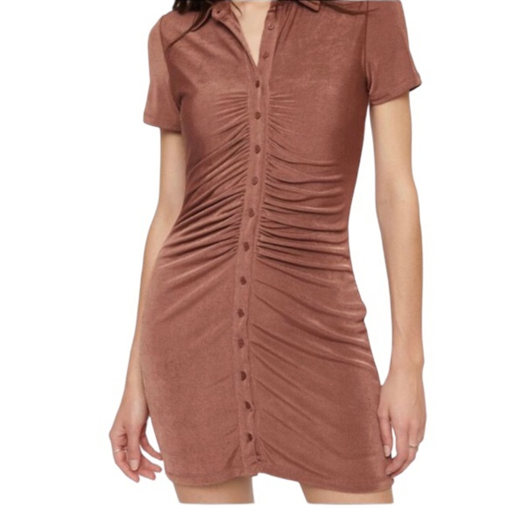 Elegant Brown Button-Up Dress